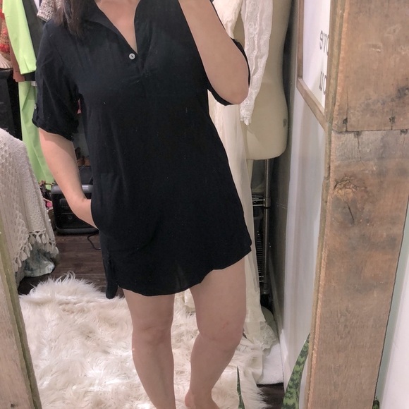 Tommy Bahama black crinkle shirt dress size small new with tags - Picture 2 of 9